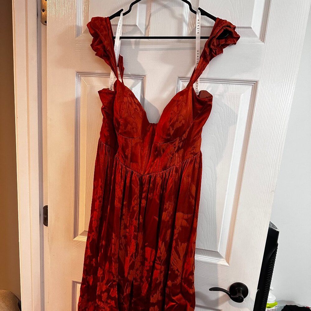 Size 20 Azazie Orange Sienna Bridesmaid Wedding Guest Prom Homecoming dress